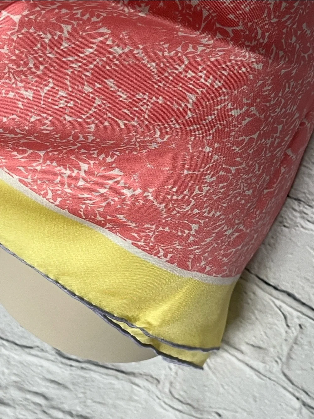 Louis Vuitton Yellow & Pink Silk Square Scarf with Logo